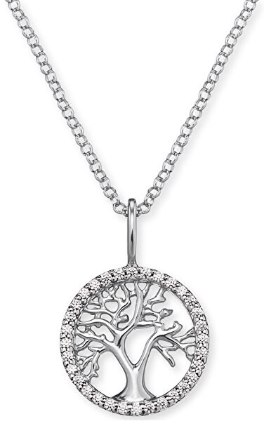 Silberne Halskette Lebensbaum mit Zirkonen ERN-LILTREE-ZI