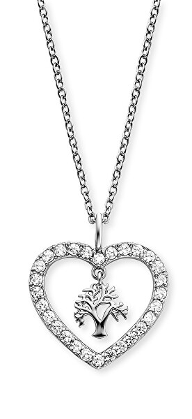 Collana in argento Albero della Vita nel cuore con zirconi ERN-HEARTREE-ZI