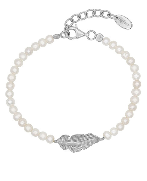 Bracciale di perle in argento con piuma ERB-GLORY-FEDER