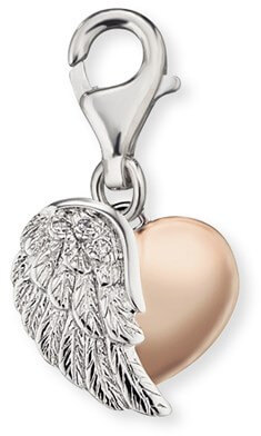 Stříbrný bicolor přívěsek na náramek Srdce s křídlem ERC-HEARTWINGBI