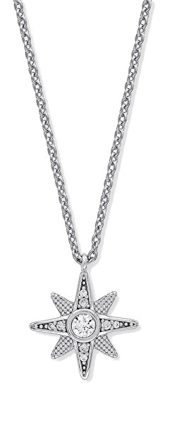 Affascinante collana in argento con zirconi cubici  ERN-2NSTAR-ZI (catena, ciondolo)