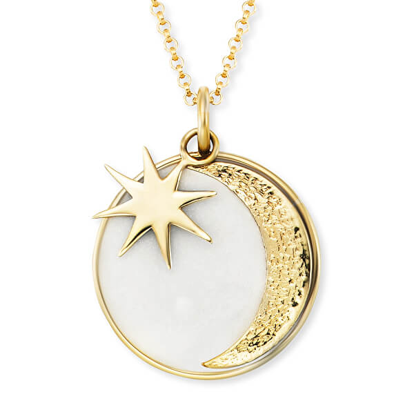 Pozlátený náhrdelník Mesiac a hviezda ERN-MOON-PE-G