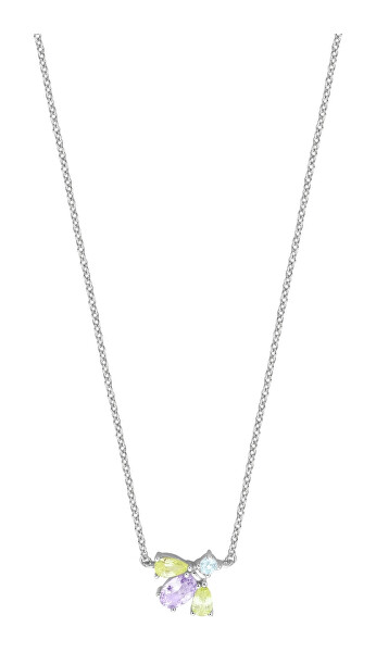 Blýštivý strieborný náhrdelník s farebnými zirkónmi ESNL01821342