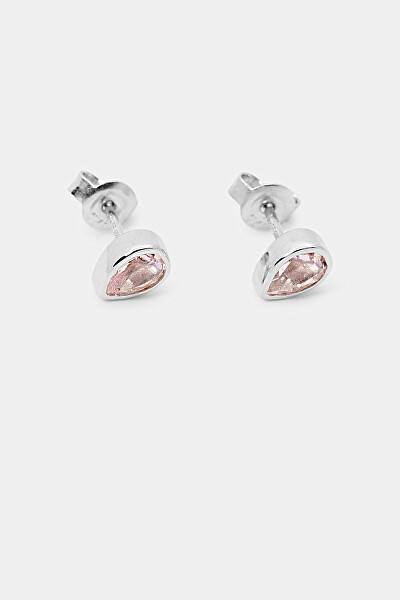 Drobné stříbrné náušnice s růžovými krystaly Kira ESER01741100