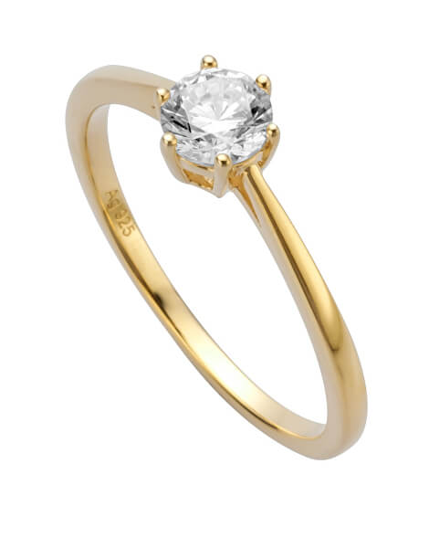 Pozlacený prsten se zirkonem Sole ESRG013912