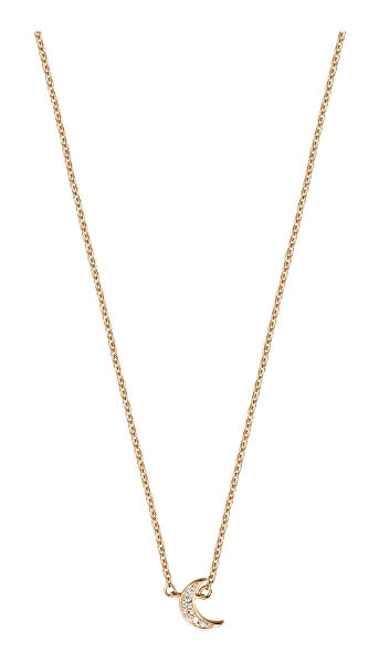 Růžově pozlacený stříbrný náhrdelník s půlměsícem ESNL00921242