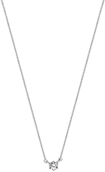 Třpytivý stříbrný náhrdelník s čirým zirkonem ESNL01251142