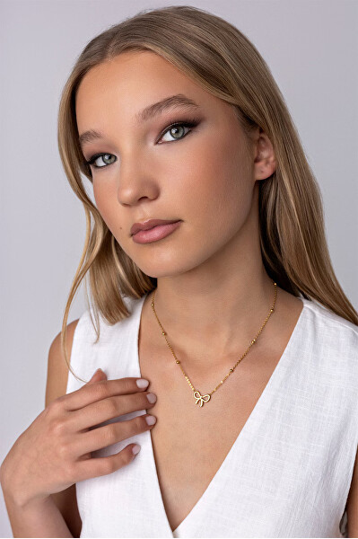 Dámský pozlacený náhrdelník Mašle EWN250261G