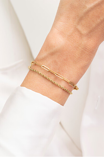 Elegantní dvojitý náramek z pozlacené oceli Elysian EWB250190G
