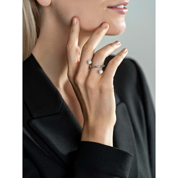 Elegantní ocelový prsten s perlami WR1023S