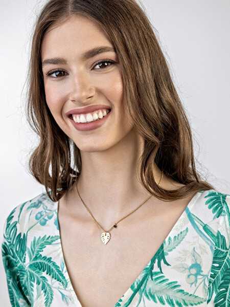 Originální pozlacený náhrdelník Lístek Katherine EWN23043G