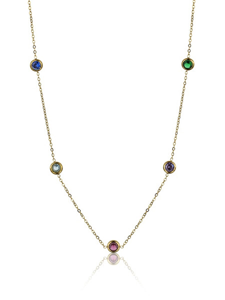 Aranyozott nyaklánc színes kristályokkal Phoebe EWN23095G