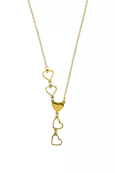 Pozlacený náhrdelník se srdíčky Celora Gold EWN260623G