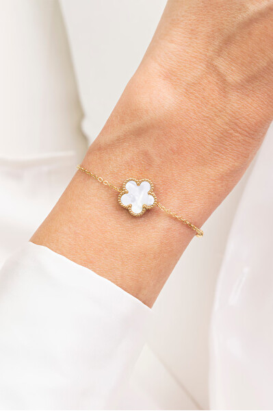 Půvabný pozlacený náramek s kytičkou EWB250254G