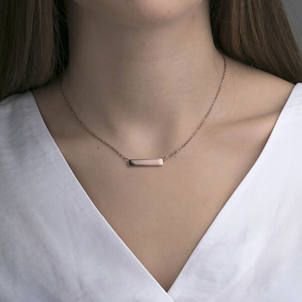 Růžově pozlacený ocelový náhrdelník WN1012R