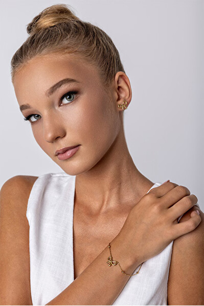 Slušivý pozlacený náramek Mašlička EWB24008G