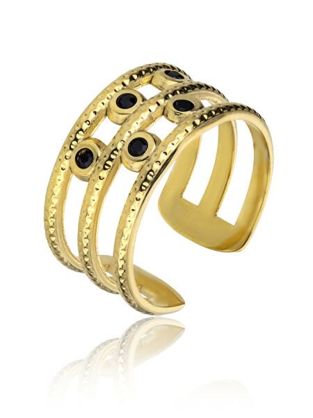 Elegantní pozlacený prsten s krystaly London EWR23065G