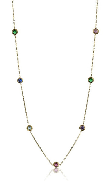 Vergoldete Halskette mit farbigen Kristallen Phoebe EWN23095G