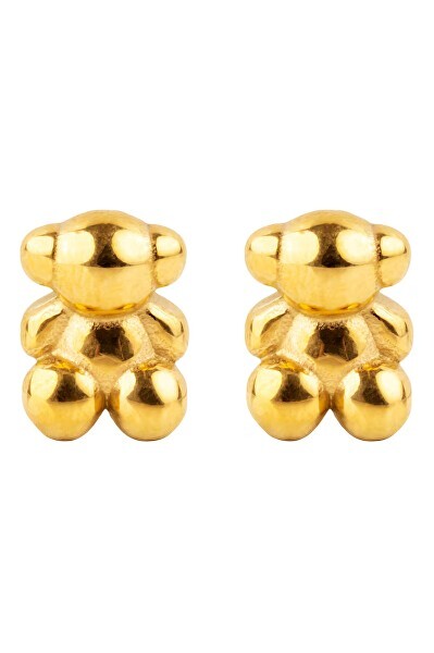 Roztomilé pozlacené náušnice Medvídek Celeste EWE250172G