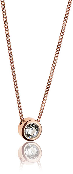 Růžově pozlacený náhrdelník s krystalem WN1010R