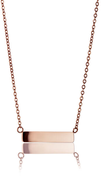 Růžově pozlacený ocelový náhrdelník WN1012R