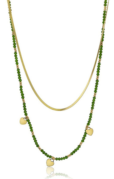 Pozlátený dvojitý náhrdelník s korálkami Diana EWN23071G