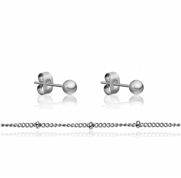 Set elegant de brățări și cercei din oțel WS016S