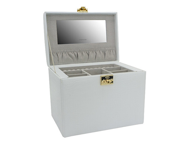 Cutie de bijuterii modernă albă cu model de crocodil Caiman 20136-1