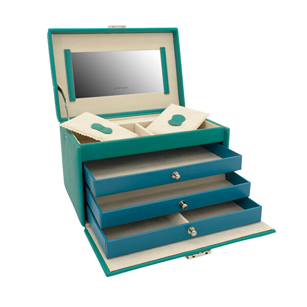 Cutie de bijuterii verde modernă cu oglindă Jolie 23256-71