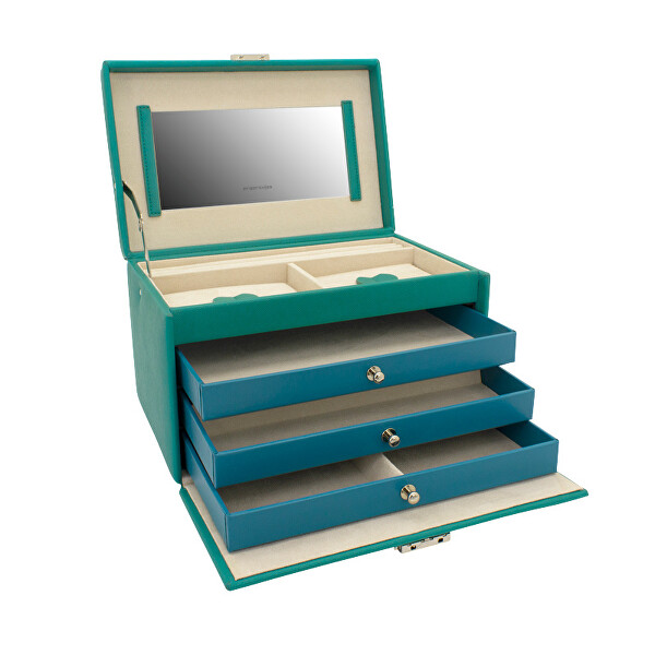 Cutie de bijuterii verde modernă cu oglindă Jolie 23256-71