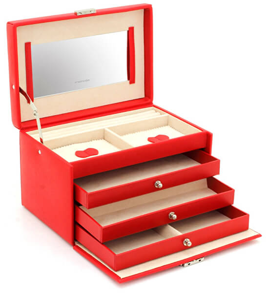 Cutie de bijuterii roșie/bej Jolie 23256-40