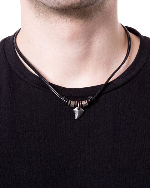 Pánský kožený náhrdelník se žraločím zubem JF85832040