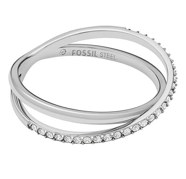 Eleganter Stahlring mit Kristallen JF04078040