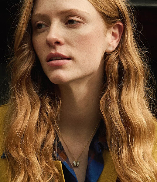 Elegantní pozlacený náhrdelník s krystaly Motýl JF04920710