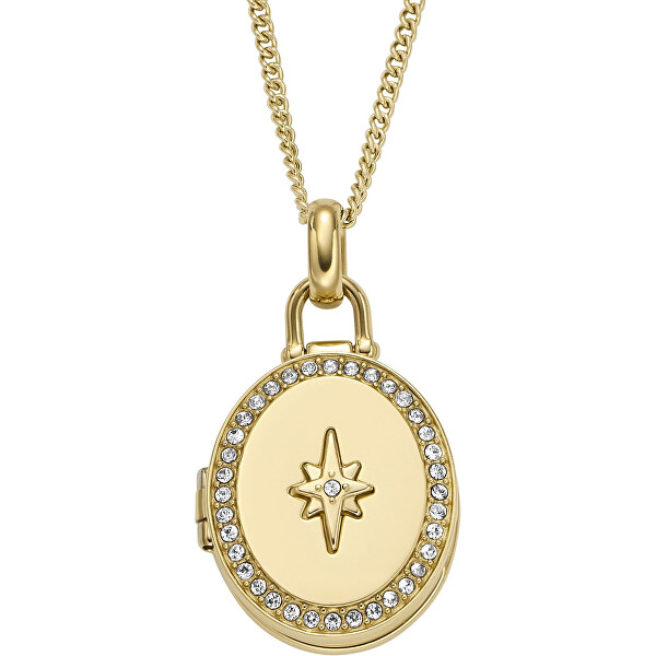 Pozlacený náhrdelník Medailonek s krystaly Sadie Locket JF04735710