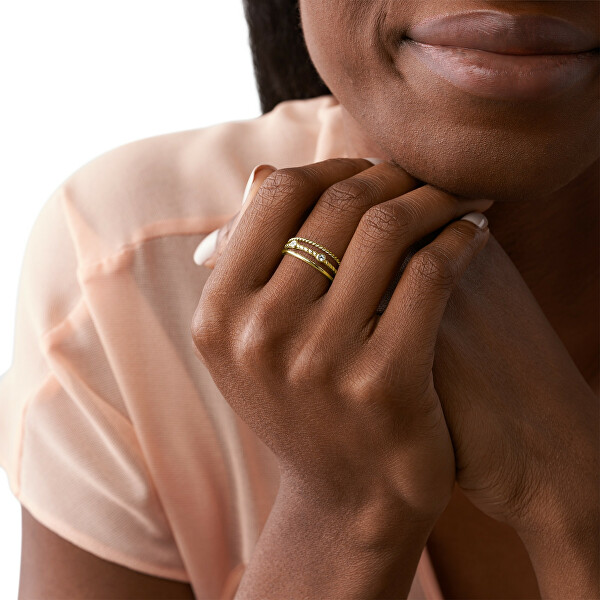Luxusné pozlátený prsteň s kryštálmi JF03801710