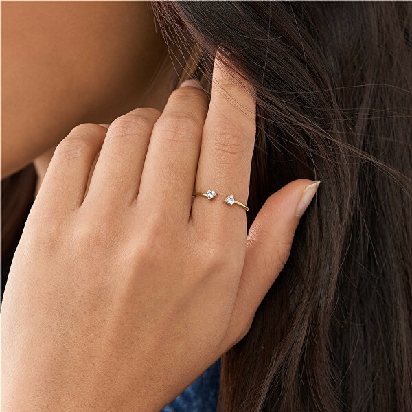 Něžný pozlacený otevřený prsten s krystaly JF04359710