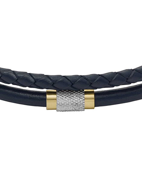 Doppio bracciale in pelle da uomo JF04703998