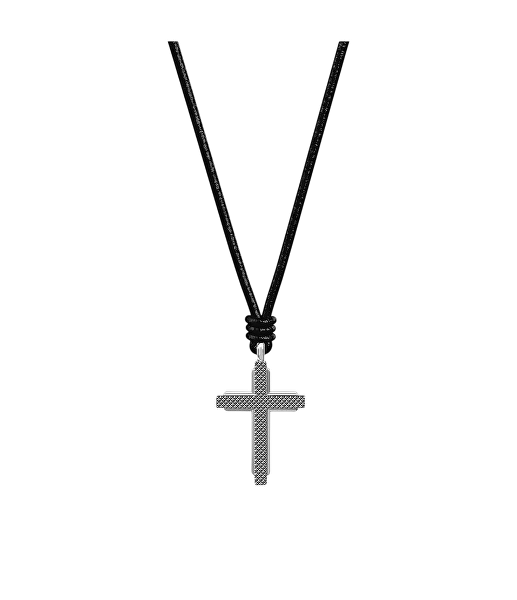 Colier din piele pentru bărbați cu cruce Machine JF05006040
