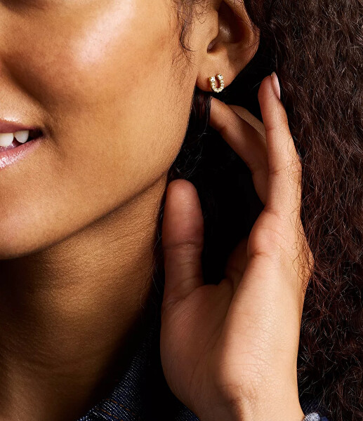 Pozlacené peckové náušnice s krystaly Podkova JF04908710