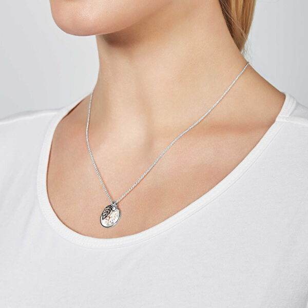 Půvabný stříbrný náhrdelník s perletí Strom života JFS00509040 (řetízek, 3x přívěsek)
