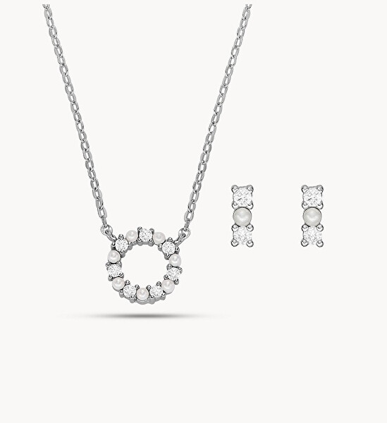 Set fermecător argintiu cu perle Tiny Pearls JFS00584SET