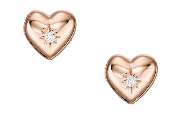 Romantické bronzové náušnice srdce s krystaly JFS00609791