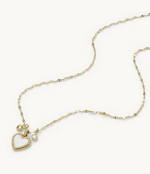 Set romantic de bijuterii placate cu aur cu mamă de perlă I Heart You JF04246SET (colier, cercei)