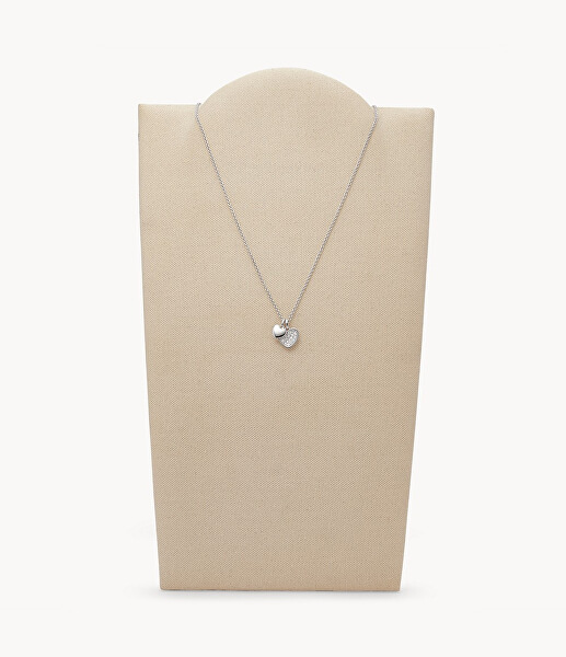 Romantický stříbrný náhrdelník se srdíčky JFS00196040 (řetízek, 2x přívěsek)