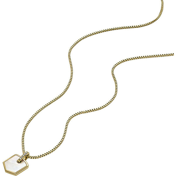 Schicke vergoldete Halskette mit Perlmutt JF04529710