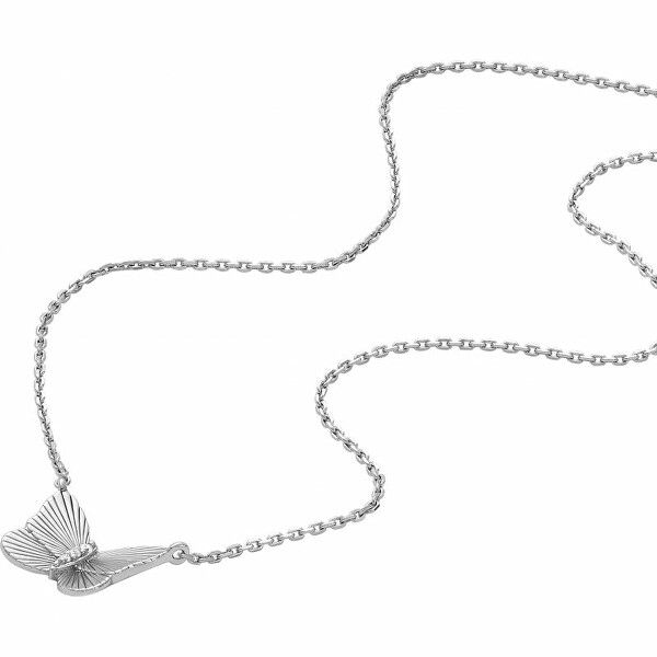 Slušivý stříbrný náhrdelník Butterflies s krystaly JFS00619040
