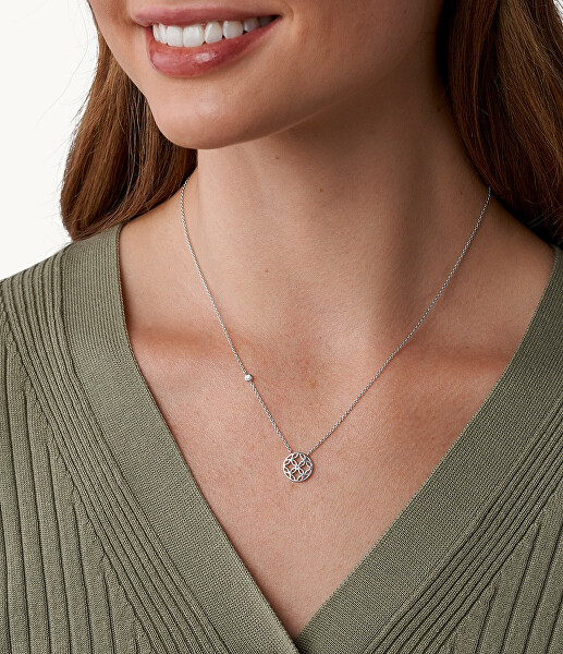 Trblietavý strieborný náhrdelník Romantic JFS00527040