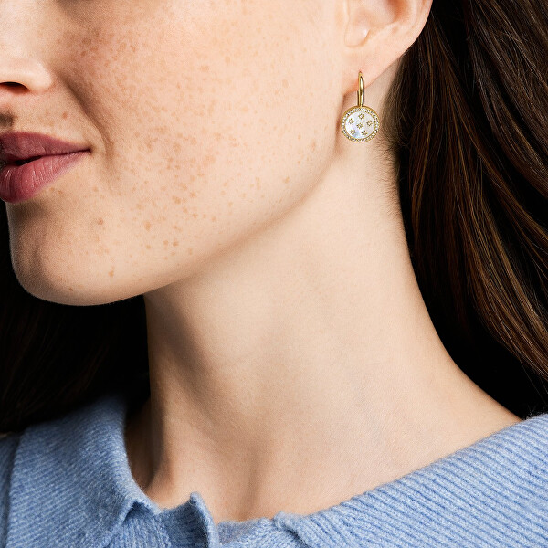 Visací pozlacené náušnice Classic Mother of Pearl JF04867710