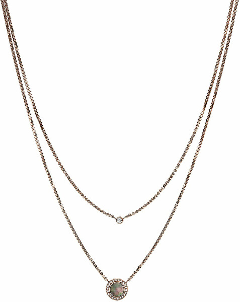 Doppelte Bronze Halskette mit Kristallen JF02953791